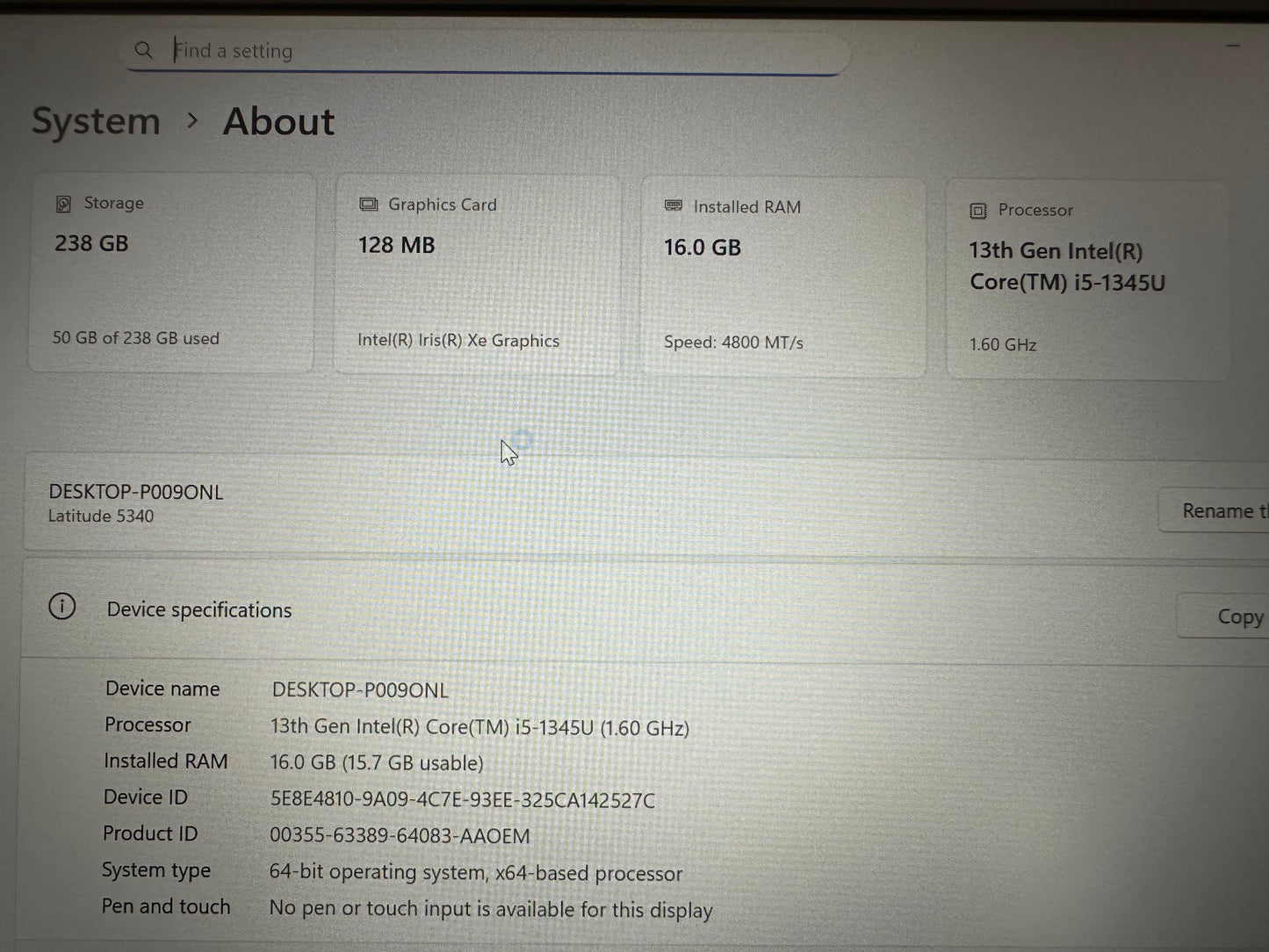 DELL Notebook Latitude 5340 i5-1345U/13.3/1920x1080/16GB/256GB