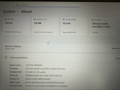 DELL Notebook Latitude 5340 i5-1345U/13.3/1920x1080/16GB/256GB